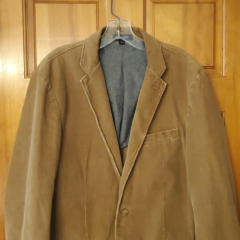 J‎ Crew Camel Brown Corduroy Blazer 2 Button Sports Coat Size Large